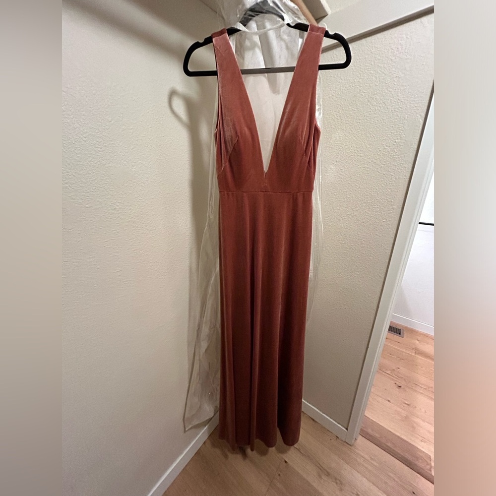 Jenny Yoo Logan Deep-V Velvet Column Gown